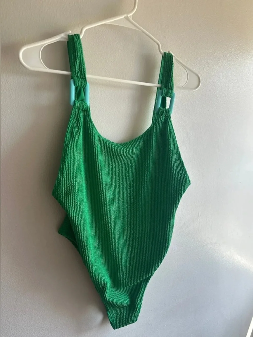 Green Ribbed One-Piece Swimsuit - Picture 3 of 5